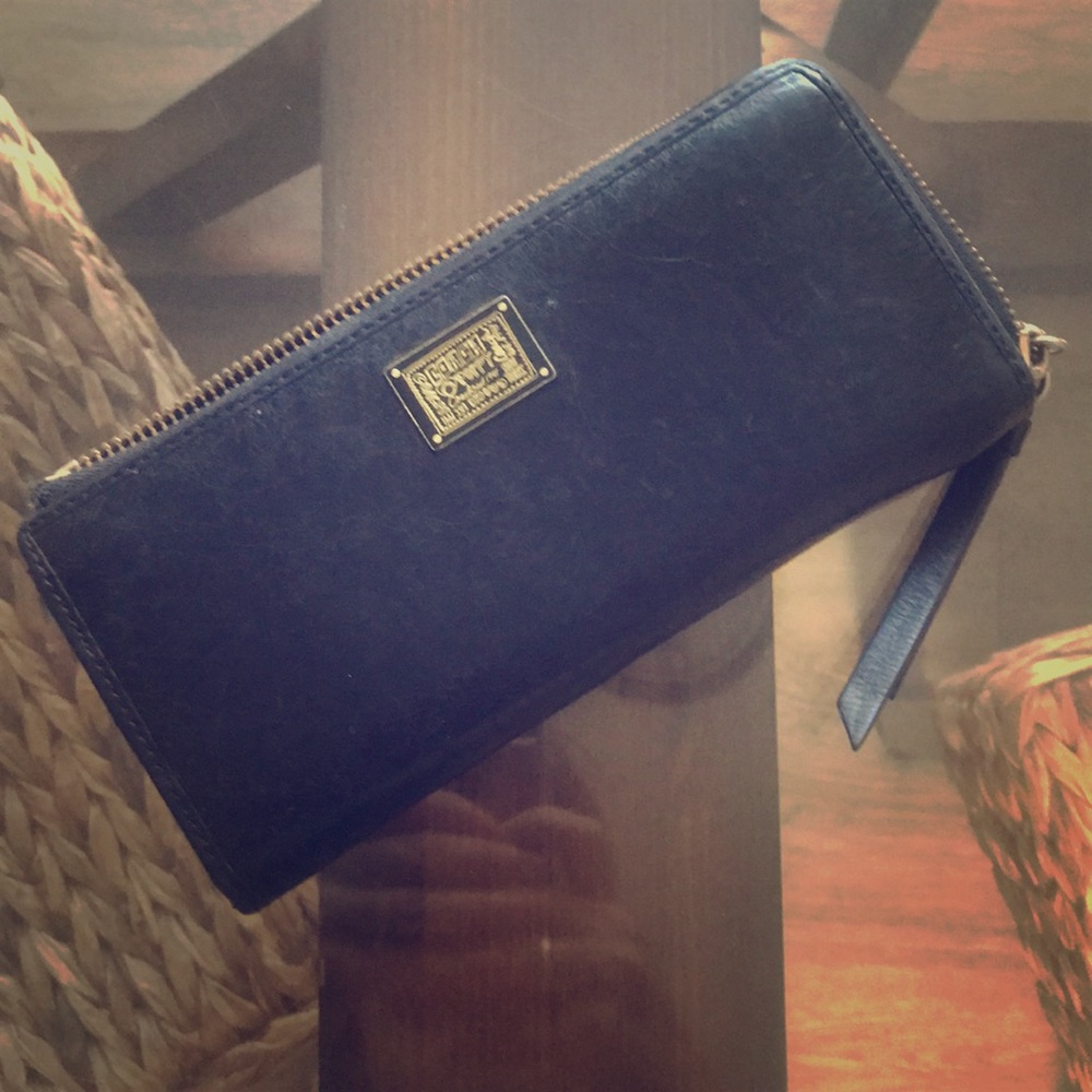 Black leather coach wallet